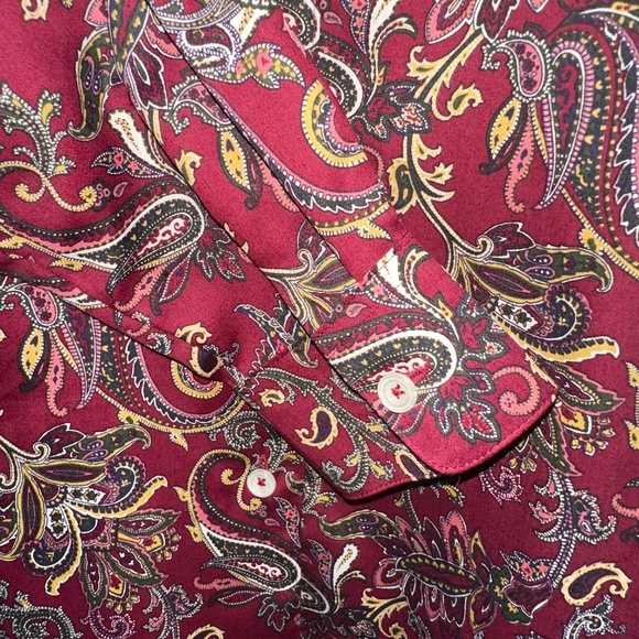Foxcroft for Apple Seeds Paisley Cotton Wrinkle-Free Blouse ~ 10P Shaped - Picture 4 of 8